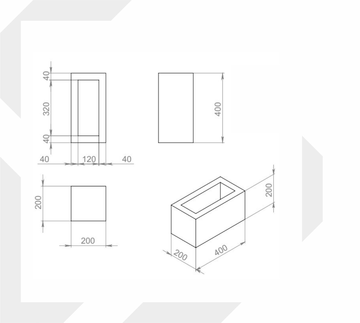 Блок вентиляционных каналов, 200x400x200 мм — 2